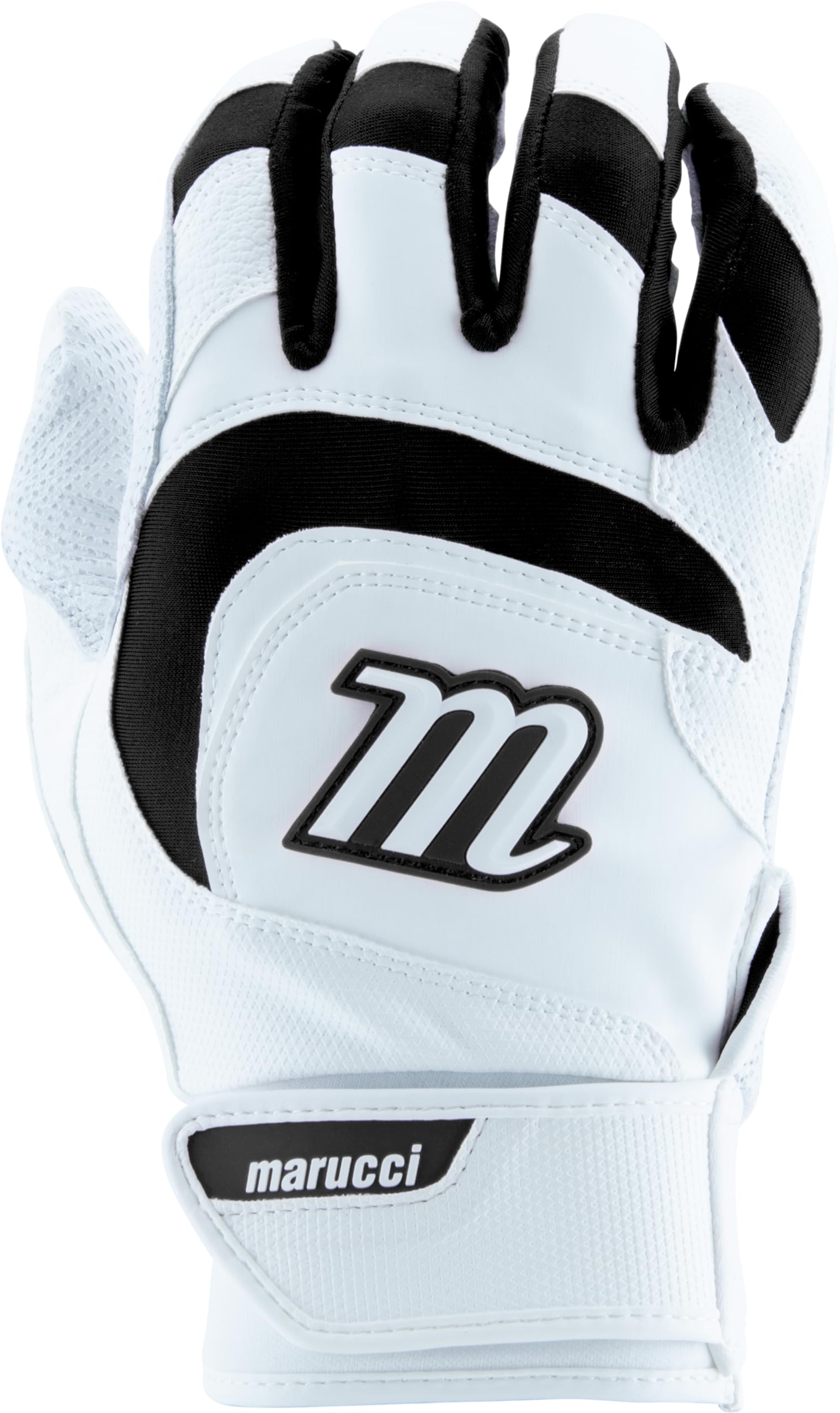 Marucci Signature Youth Batting Glove V4, White/Black, Youth Medium
