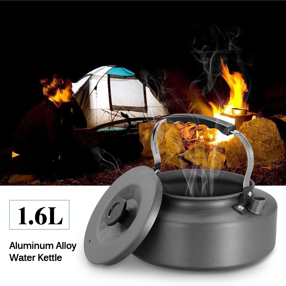 Docooler Camping Kettle - 1.6L Portable Ultra-Light Outdoor Hiking Camping Picnic Water Kettle, Teapot, Coffee Pot - Compact, Qu