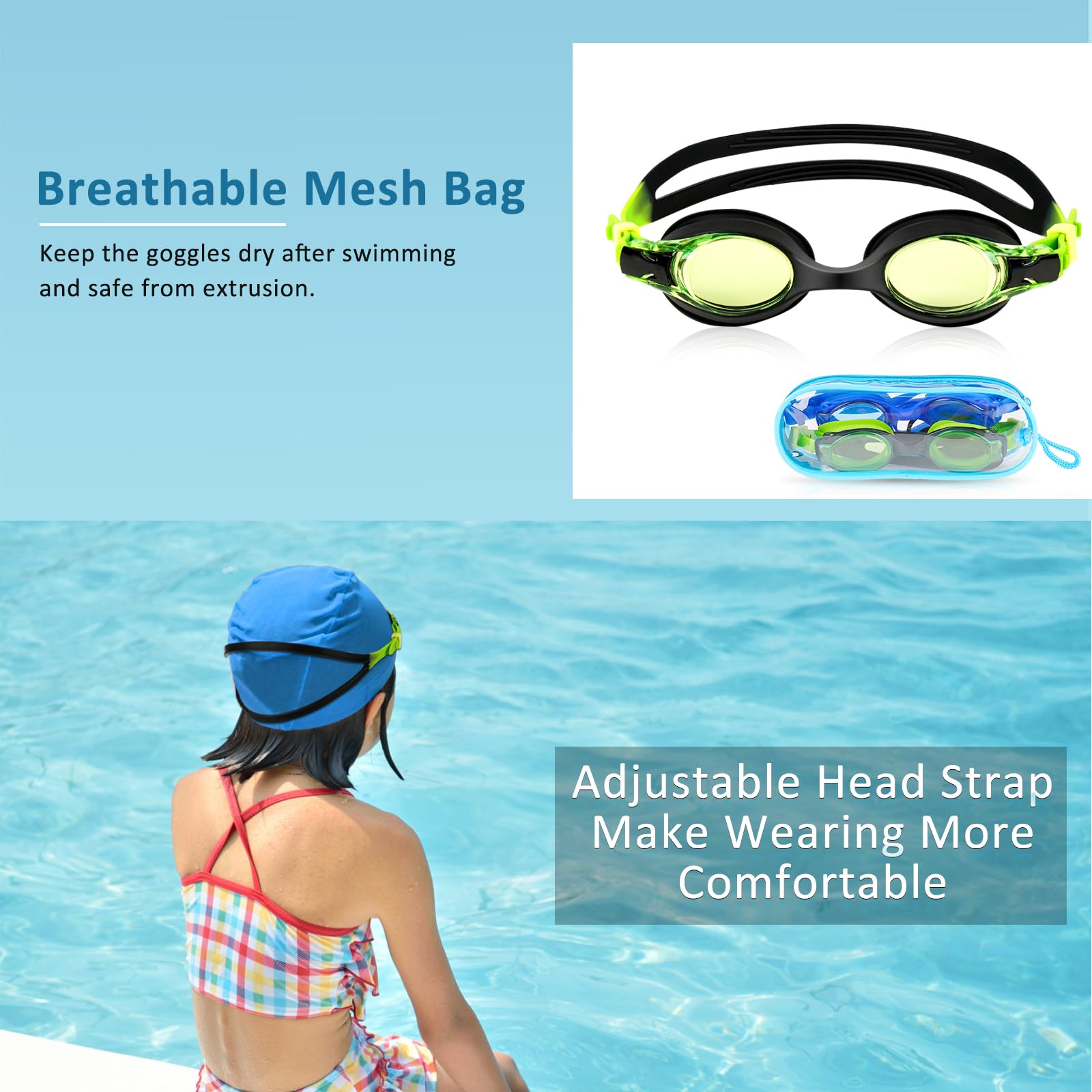 Starweh Kids Swim Goggles, 2 Pack Swimming Goggles No Leaking Anti Fog Kids Goggles For Boys Girls(Age 6-14)