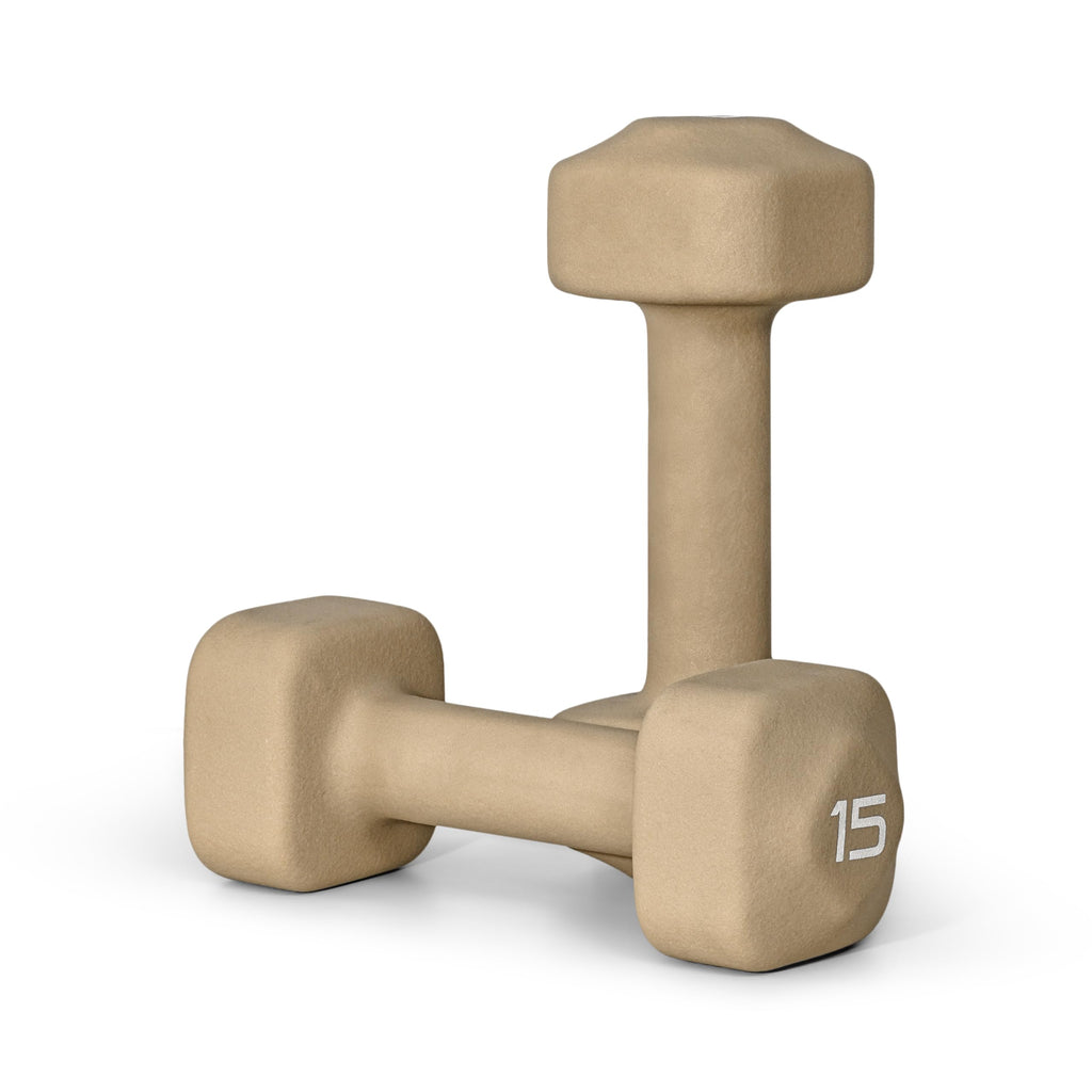 Tone Fitness 15 lb Neoprene Dumbbell Pair for Home Workouts - Non-Slip Design - Beige