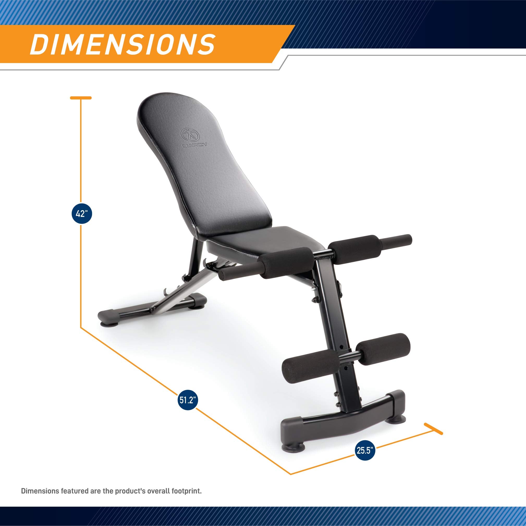 Marcy Multi-Purpose Adjustable Workout Utility Weight Bench For Full Body Upright, Incline, Decline, And Flat Exercise Sb-228 ,
