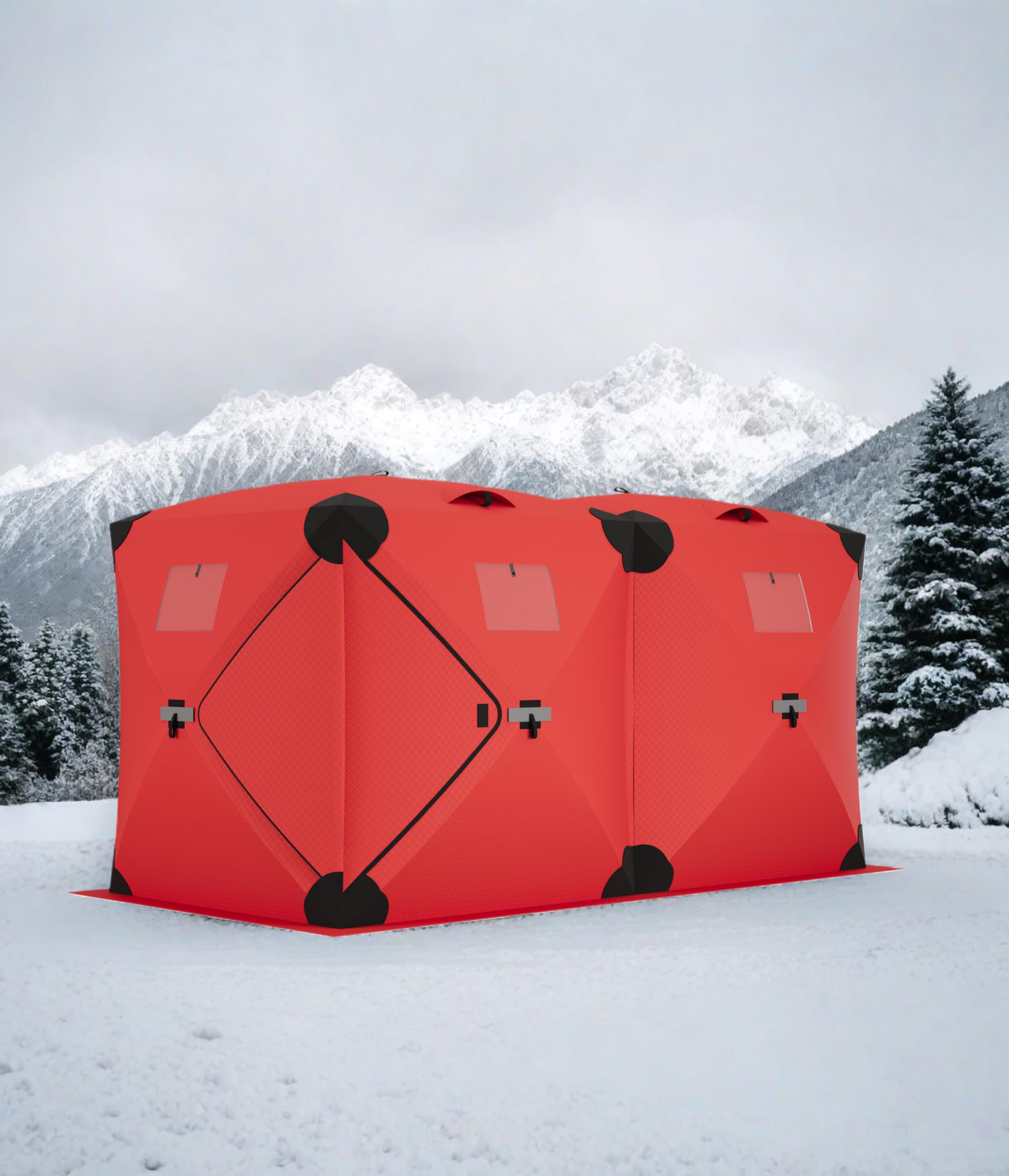 Garvee Pop Up Ice Fishing Tent Insulated Ice Fishing Shelter 140x70.8x79 Portable Hub-Style Shelter Shanty Windproof and Warm fo