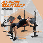 XDDIAS Weight Bench, 6 In 1 Bench Press Squat Rack Weight Bench With Leg Extension And Leg Curl, Weight Benches For Home Gym Wit