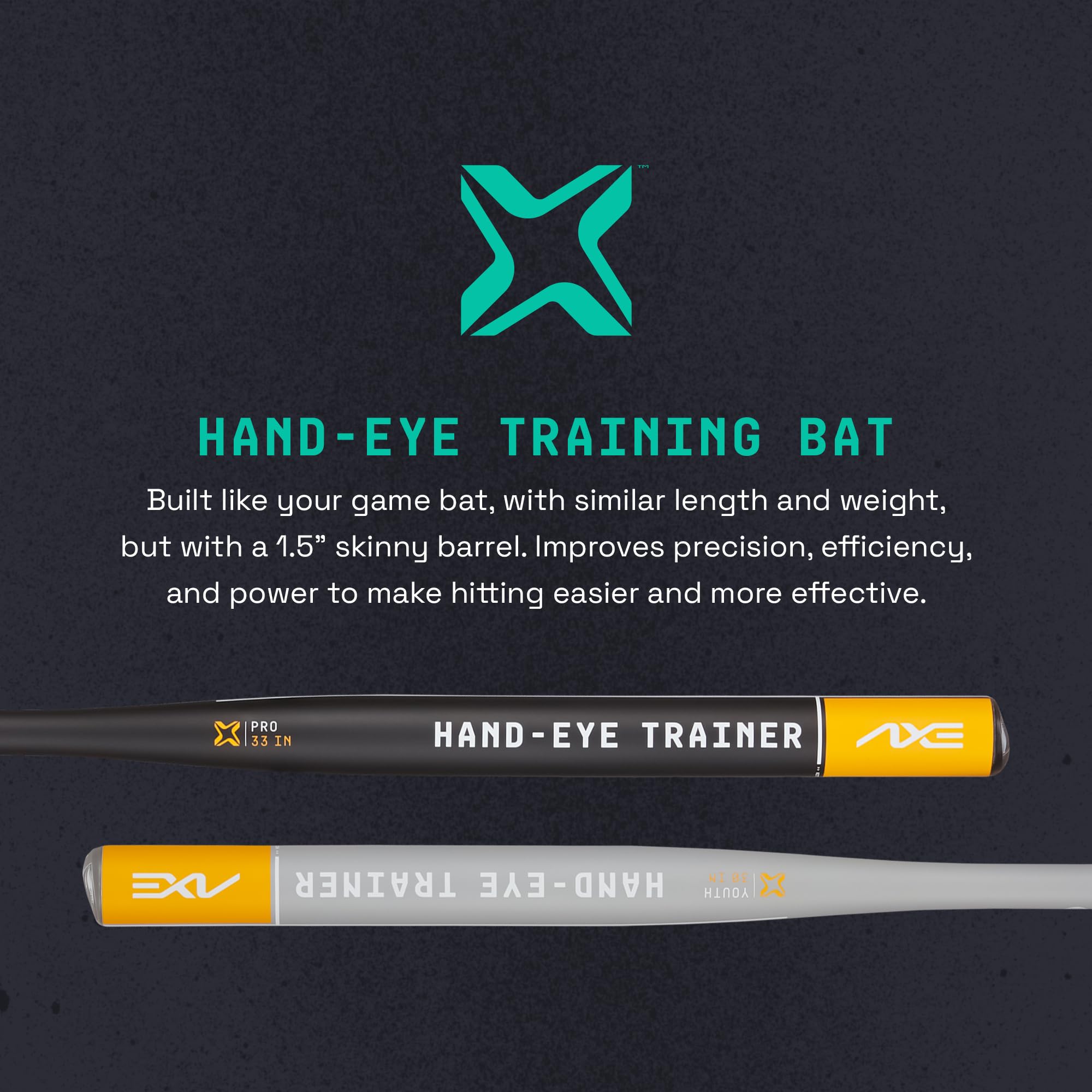 Axe | Hand-Eye Trainer | Skinny Barrel Baseball & Softball Bat (Pro Flared Handle, 30'' (Youth))
