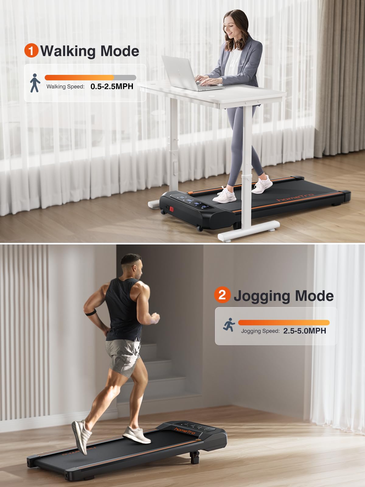 Walking Pad With 7% Incline,2.5Hp Compact Treadmill For Home/Office,0.5-5 Mph Portable Under Desk Treadmills 300Lbs Capacity For