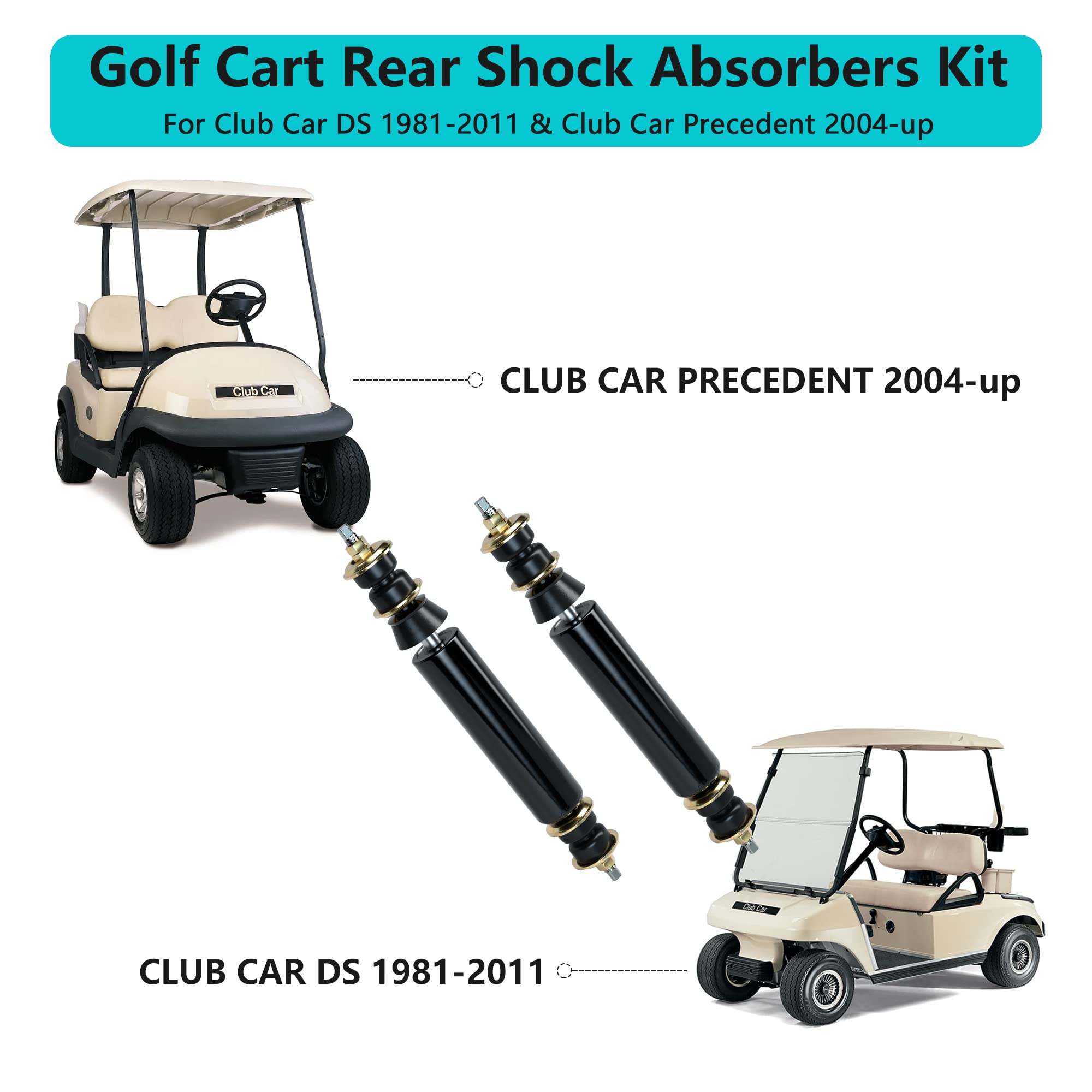 10L0L 2 Pack Golf Cart Rear Shock Absorbers For Club Car Ds Gas Electric Golf Cart 1988-Up, G&E 2004-Up Precedent 1013164 102588
