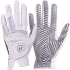 Gh Womens Leather Golf Gloves One Pair - Plain Both Hands (White, 22 (Xl))