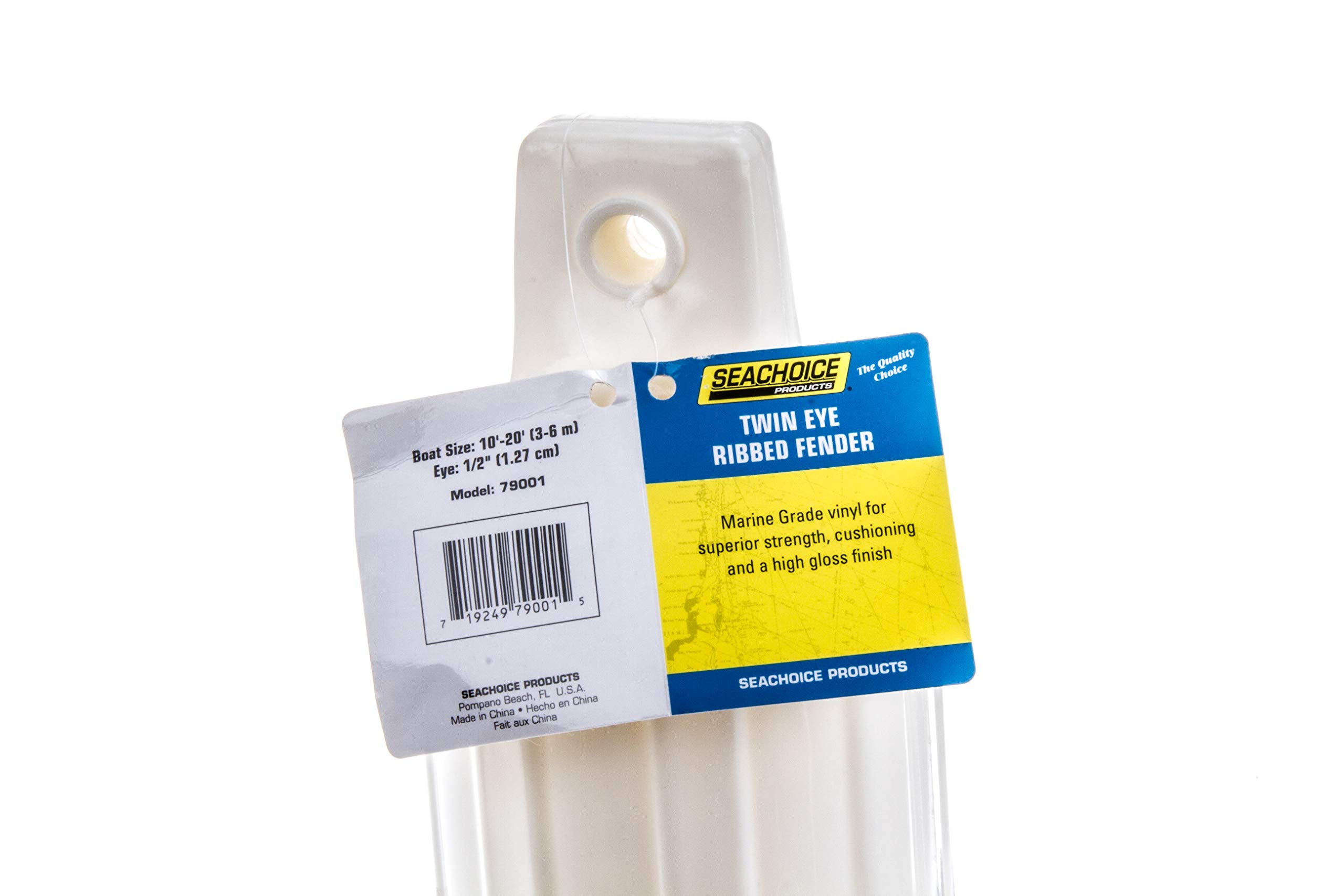 Seachoice 79001 Twin Eye Ribbed Fender, 4--Inch X 16-Inch, White
