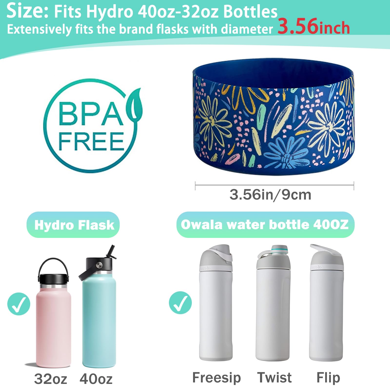 Protective Silicone Sleeve Boot 32Oz 40Oz Water Bottle For Hydro Flask, Yeti,Simple Modern,Takeya,Mira And Other Brand Water Bot