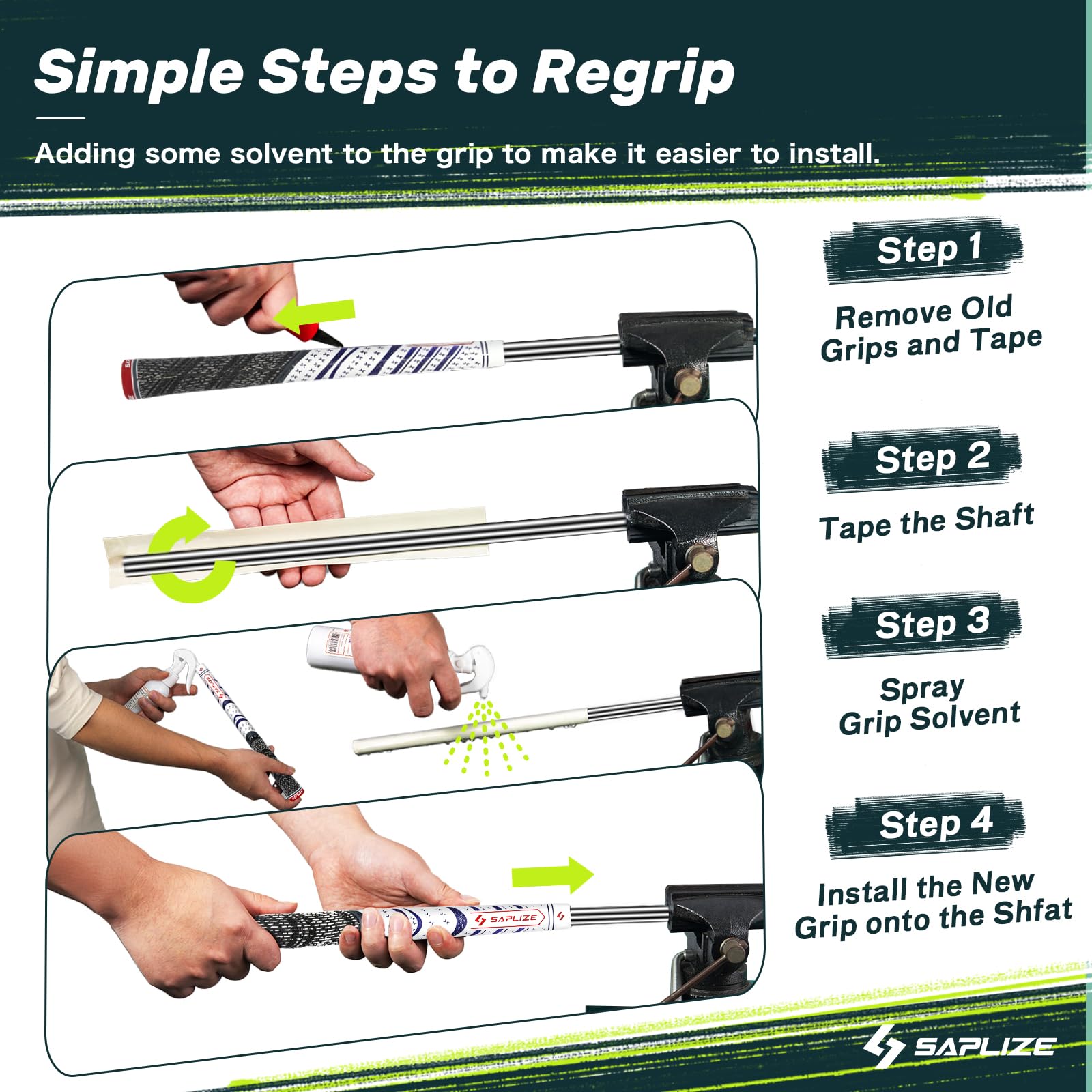 Saplize Golf Grips Upgrade Kit(13 Grips With 15 Tapes), Multicompound Hybrid Golf Club Grips, Standard Size, Grey Cl03 Series