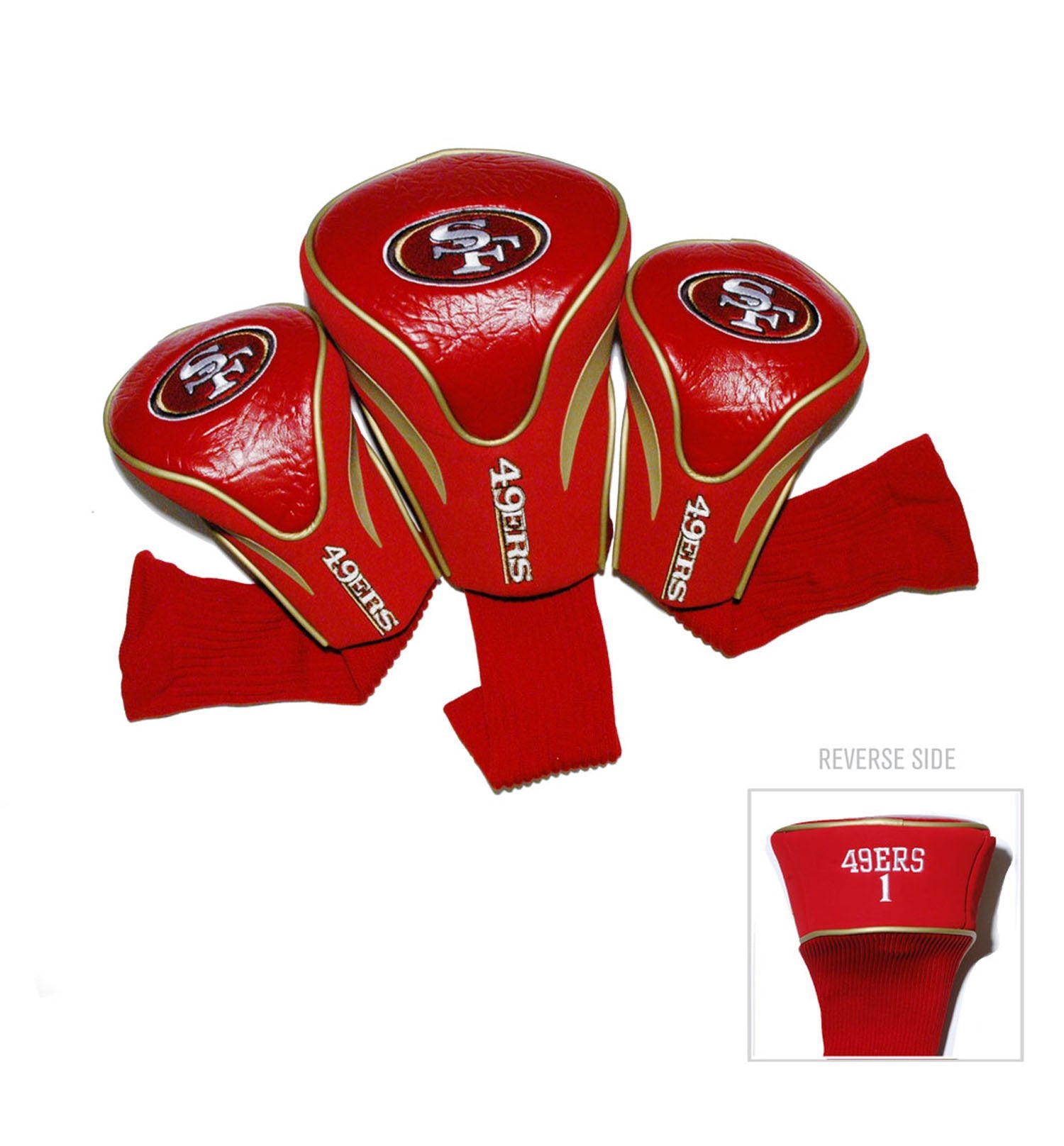 Team Golf Nfl San Francisco 49Ers Contour Golf Club Headcovers (3 Count) Numbered 1, 3, & X, Fits Oversized Drivers, Utility, Re