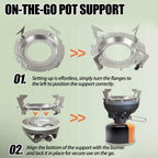 Pot Support For Camping Stoves - 3.5'' X 3.5'' X 1.25'' Stainless Steel Pot Support Attaches To Camping Stove Burners - Can Acco
