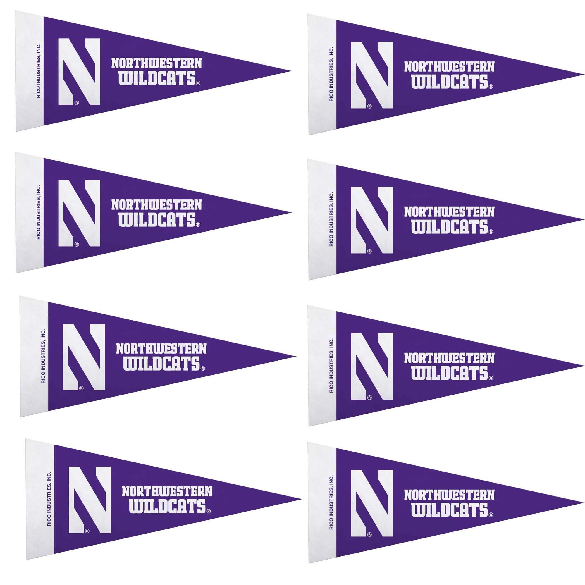 Rico Industries Ncaa Northwestern Wildcats 8-Piece 4-Inch By 9-Inch Classic Mini Pennant D  Cor Set