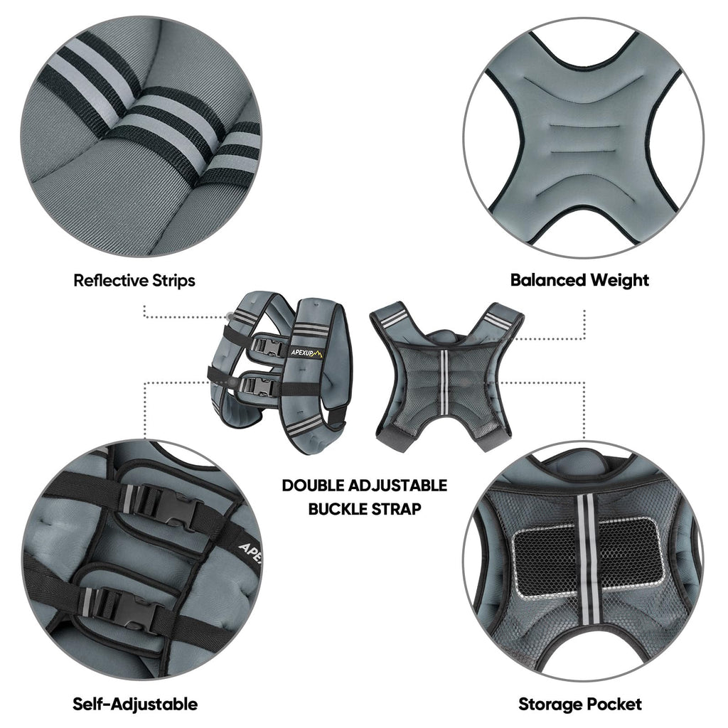 APEXUP 30lbs Weighted Vest Men Women, Weight Vest for Women Workout Equipment for Strength Training Running (Grey)