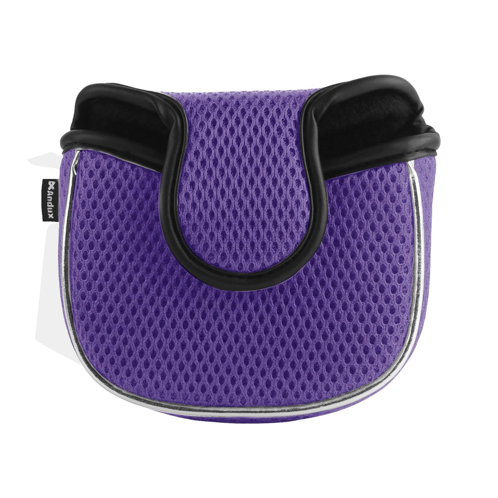 Andux Mesh Mallet Putter Cover Golf Putter Head Covers Purple, Square