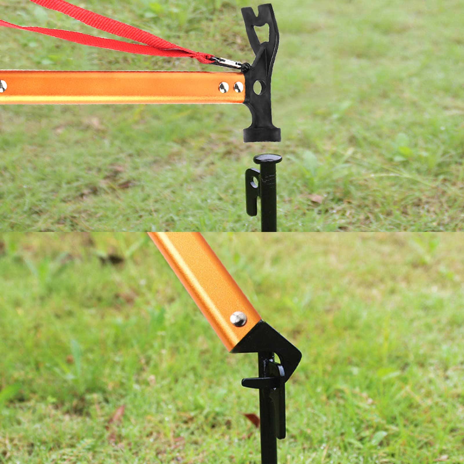 Carbon Steel Aluminum Camping Hammer, 12 Small Lightweight Three-In-One Functional Tent Stake Hammer For Hiking Kit Orange