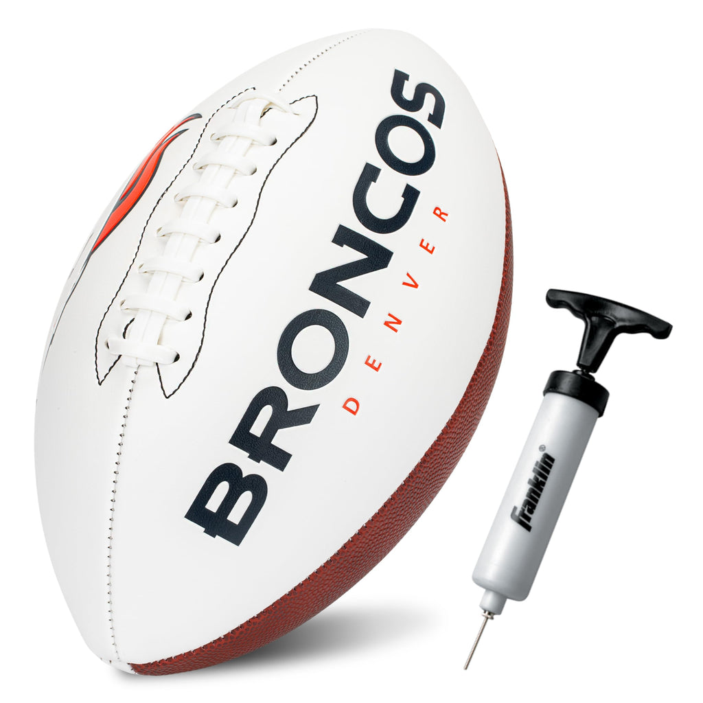 Franklin Sports Nfl Denver Broncos Autograph Football - Official Size White Panel Souvenir Football For Autographs + Signatures