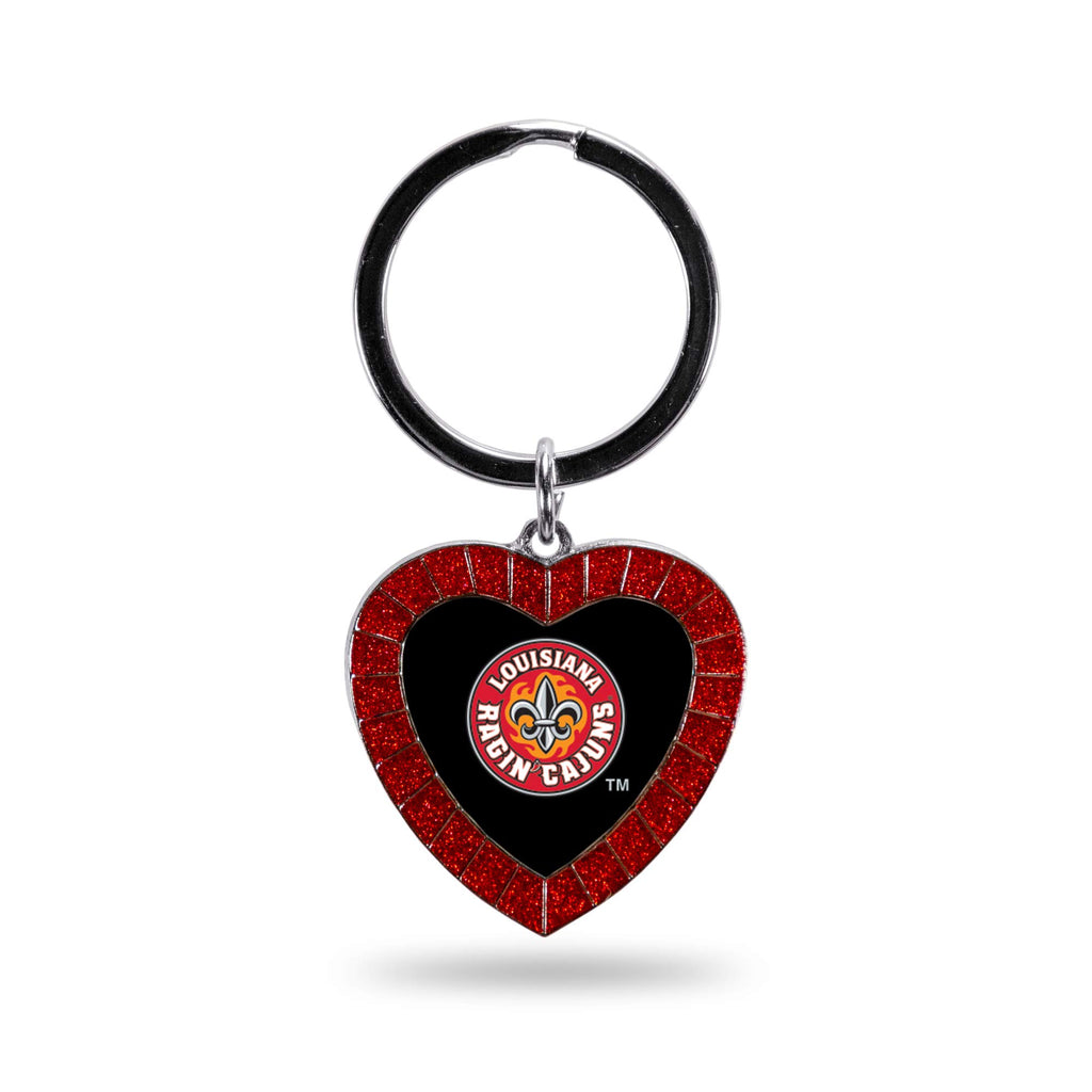 Rico Industries Ncaa Louisiana Lafayette Ragin' Cajuns Ncaa Rhinestone Heart Colored Keychain, Red, 3-Inches In Length