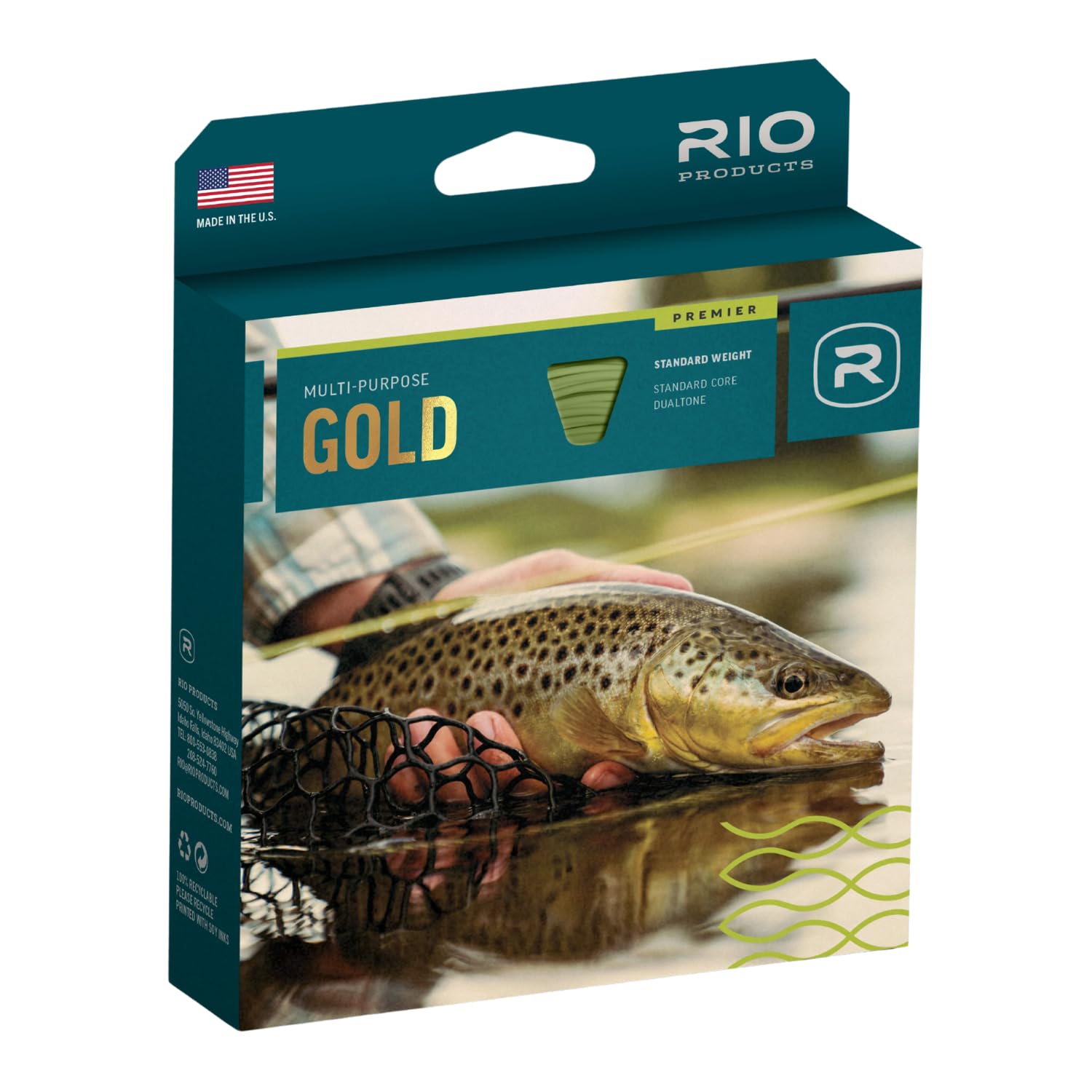 Rio Premier Gold Fly Line, Easy to Cast Flies from Size 2 to 22, Ultimate All-Around Fly Line with Ultra-Slick Performance, Oran