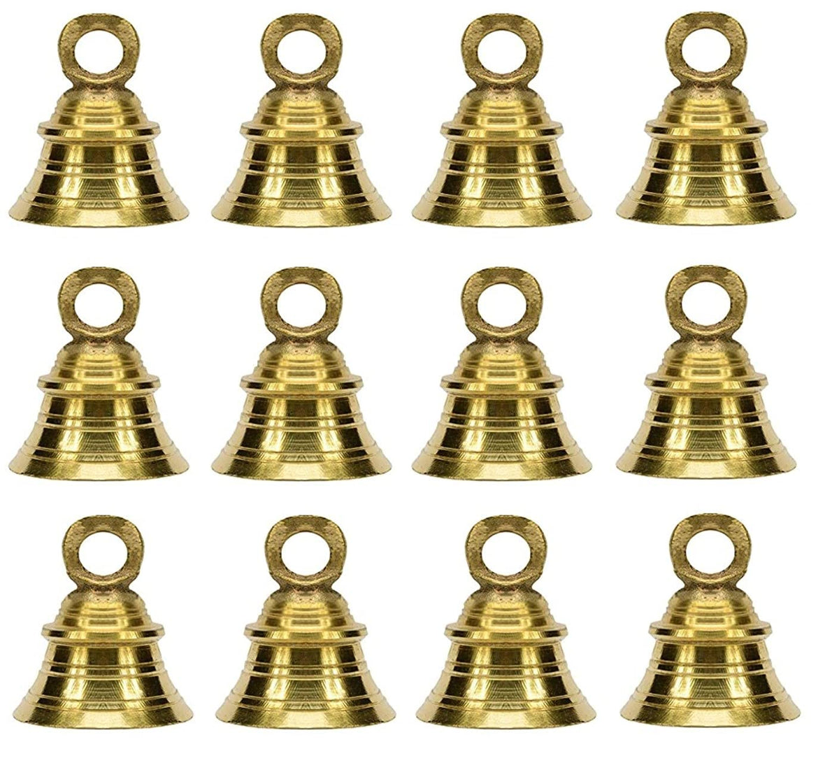 Uapan Brass Hanging Bell For Festival Home Decoration With J Hock (2 Inch, Pack Of 12)