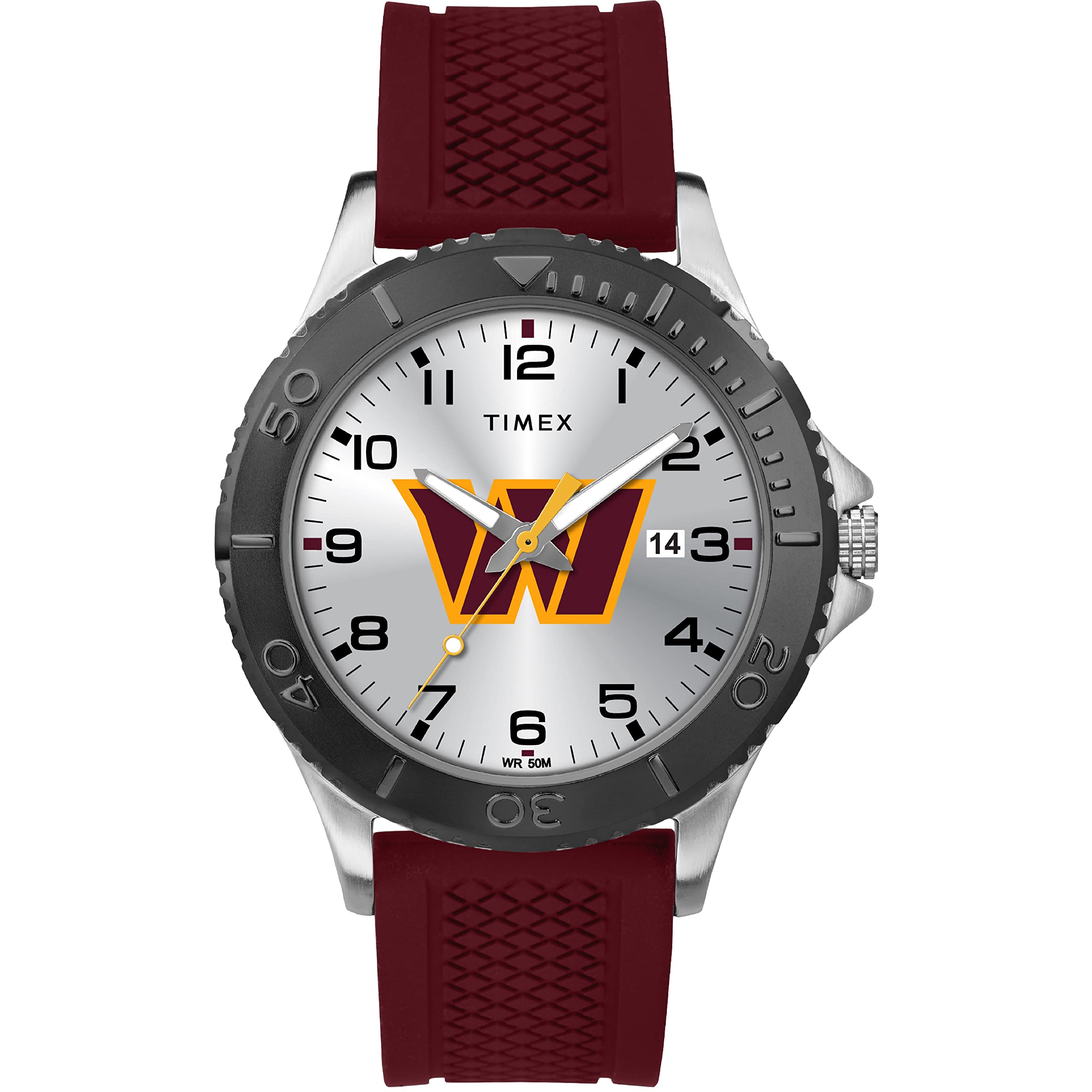 Timex Tribute Mens NFL Gamer 42mm Watch - Washington Commanders with Crimson Silicone Strap