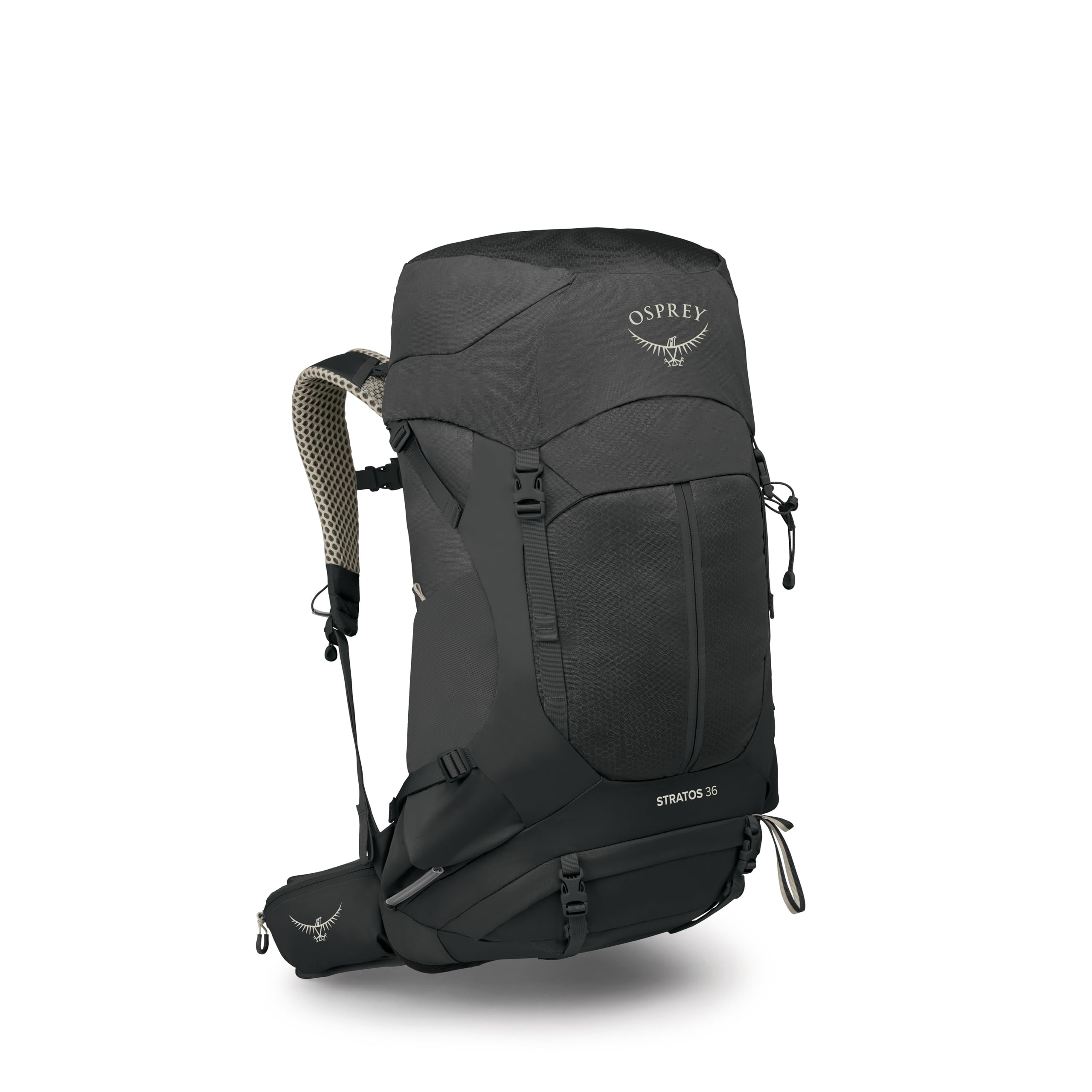 Osprey Stratos 36L Mens Hiking Backpack - Lightweight Backpacking Pack with Waterproof Raincover - Camping Bag, Raven Black