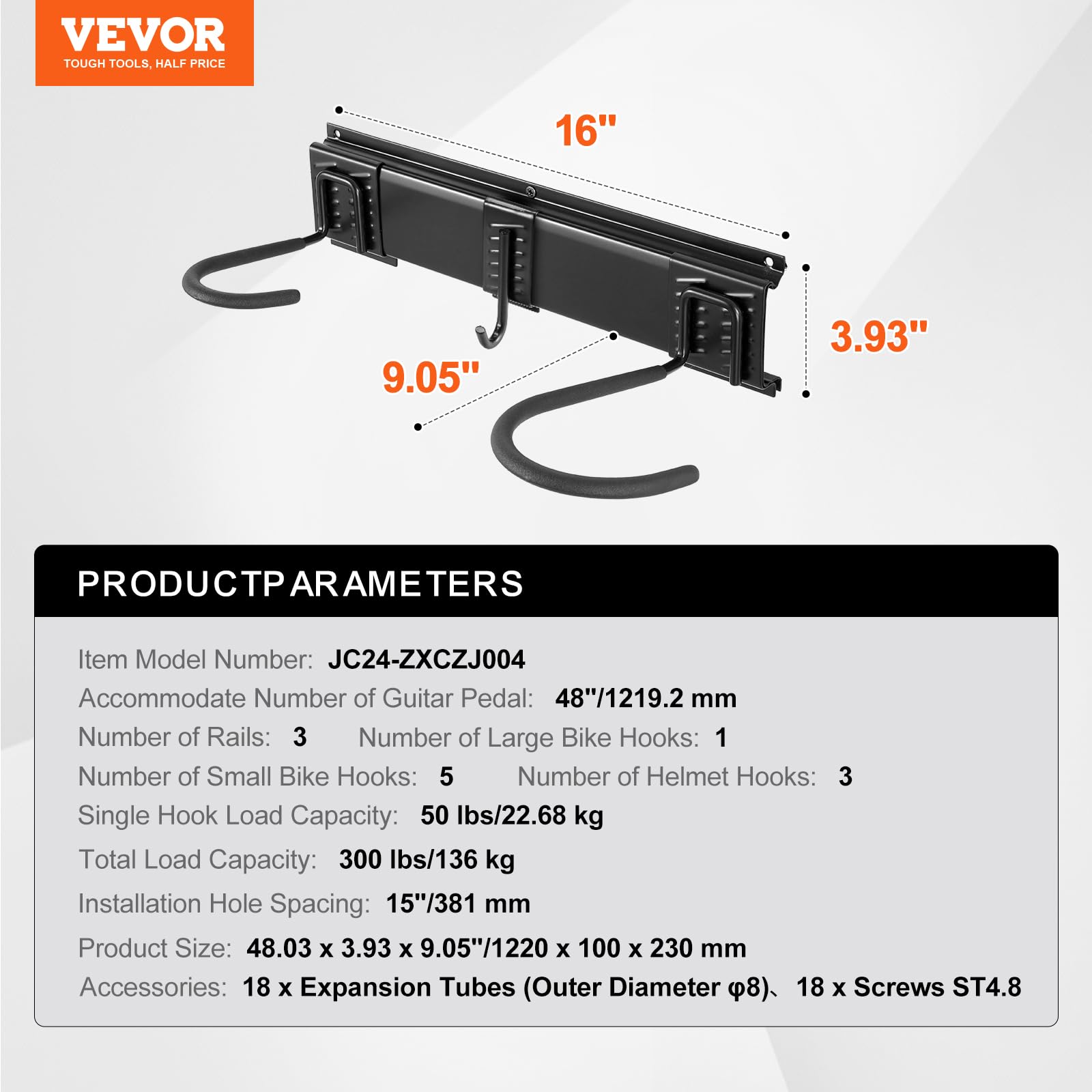 Vevor Bike Storage Rack, 6 Bike Racks And 3 Helmets Hooks, Wall Mount Bike Storage Hanger, Home & Garage Organizer, Customizable