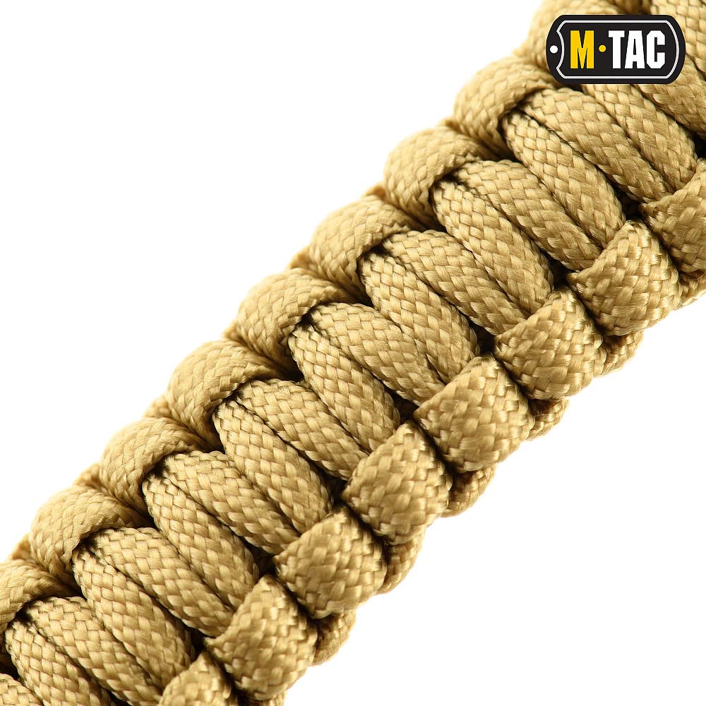 M-Tac Survival Paracord Bracelet - 12  Ft Emergency Rope With Compass & Whistle - Tactical Cord For Camping, Hiking, Edc (Coyote