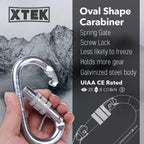Climbing Carabiner - Uiaa Ce Rated 25Kn/5620Lb - Heavy Duty Twist Locking Carabiner Clip - Industrial Strength Large Steel Oval