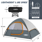 Camping Tent 4 Person, Waterproof Windproof Tent With Rainfly Easy Set Up-Portable Dome Tents For Camping