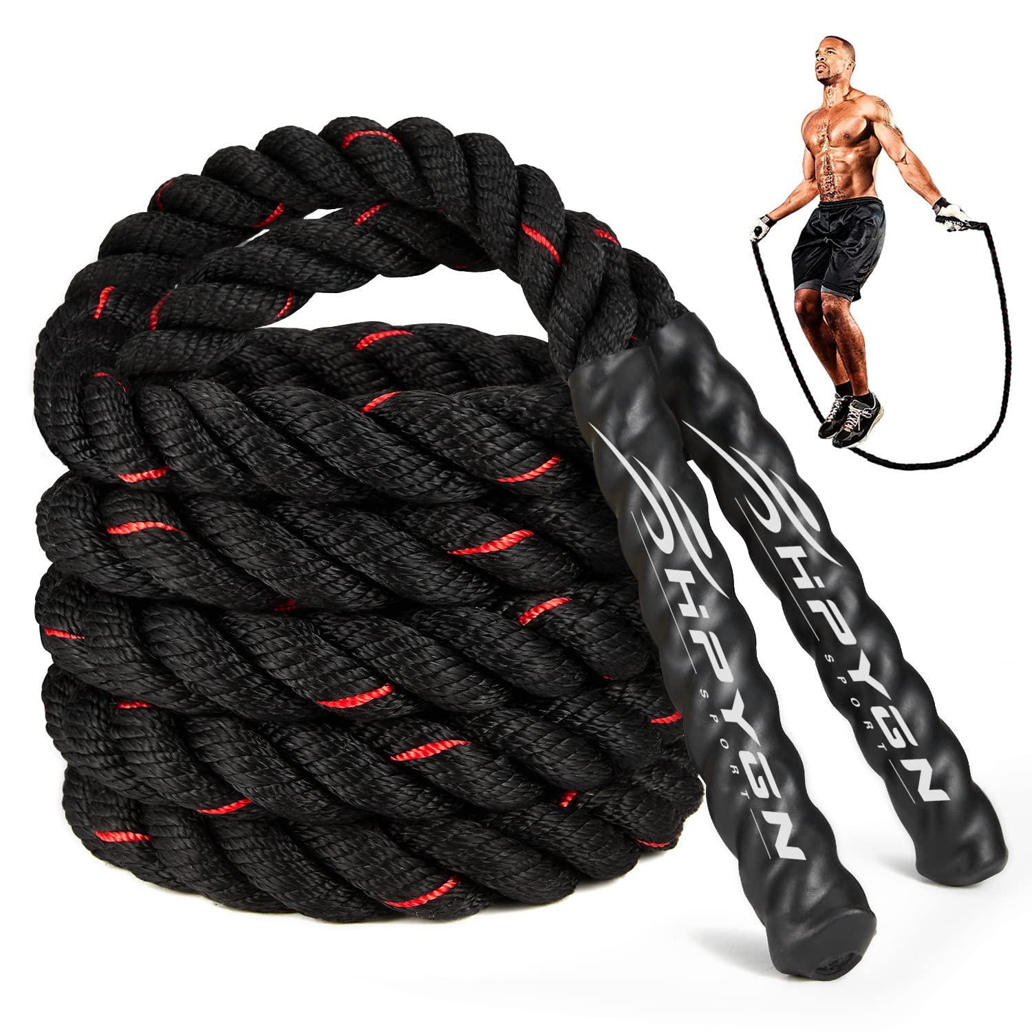 Hpygn Weighted Heavy Skipping/Jump Rope 9.2Ft 2.8Lb For Fitness, Exercise, Boxing Gym Training, Home Workout, Improve Strength A