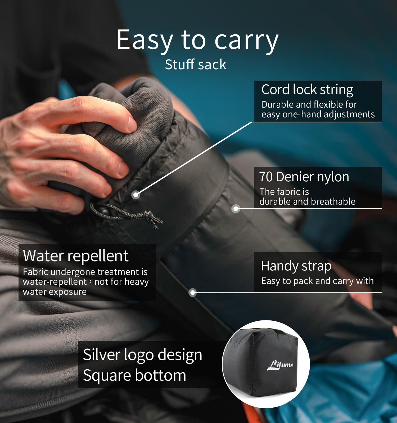 Litume All Season Sleeping Bag Liner Adds Up To 27F, Lightweight Mummy Sleeping Sack For Backpacking, Camping, Traveling With Dr
