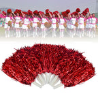 Baotongle 12 Pcs Cheerleading Squad Spirited Fun Poms Pompoms Cheer Costume Accessory For Party Dance Sports (Reds)