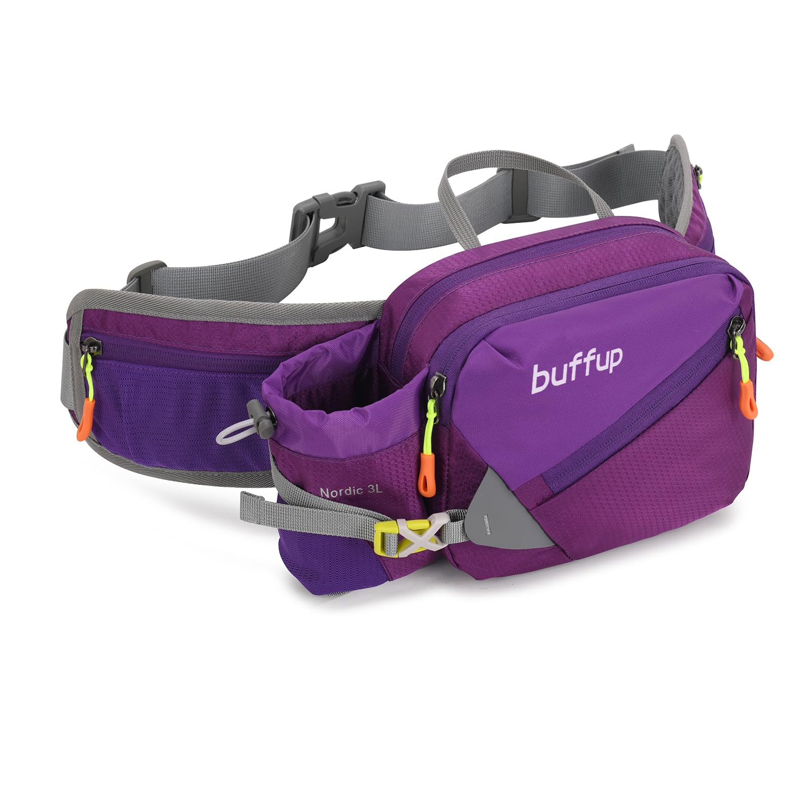 Lightweight Sports Fanny Pack with Bottle Holder,Waist Pack for Hiking,Running,Cycling & Outdoor Adventures (Purple)