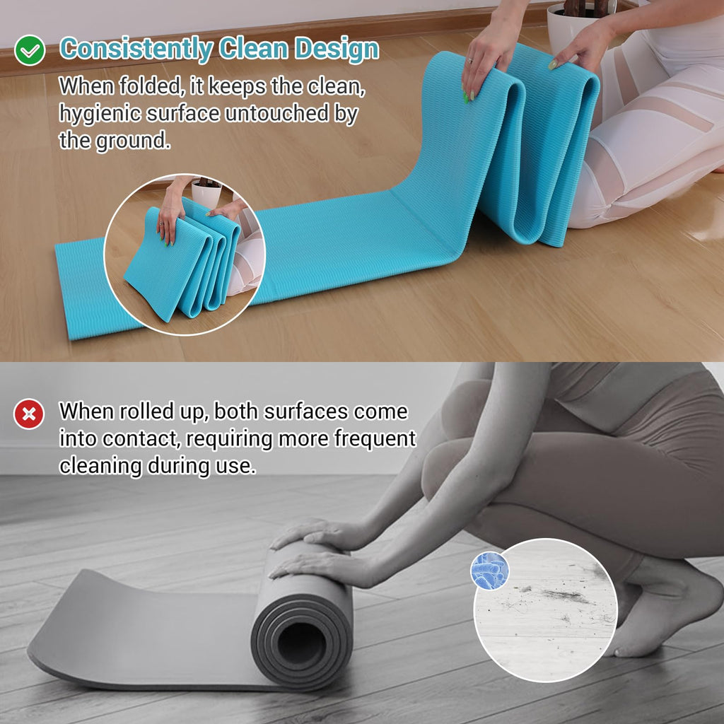 Avoalre Foldable Travel Yoga Mat Print | 5Mm & 6Mm Thick Large Pilates Mat | Non-Slip High Density Floor Exercise Mat For Home W