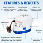 Eco-Worthy Automatic 12V Bilge Pumps For Boats 1100Gph Auto With Float Switch For Rv Caravan