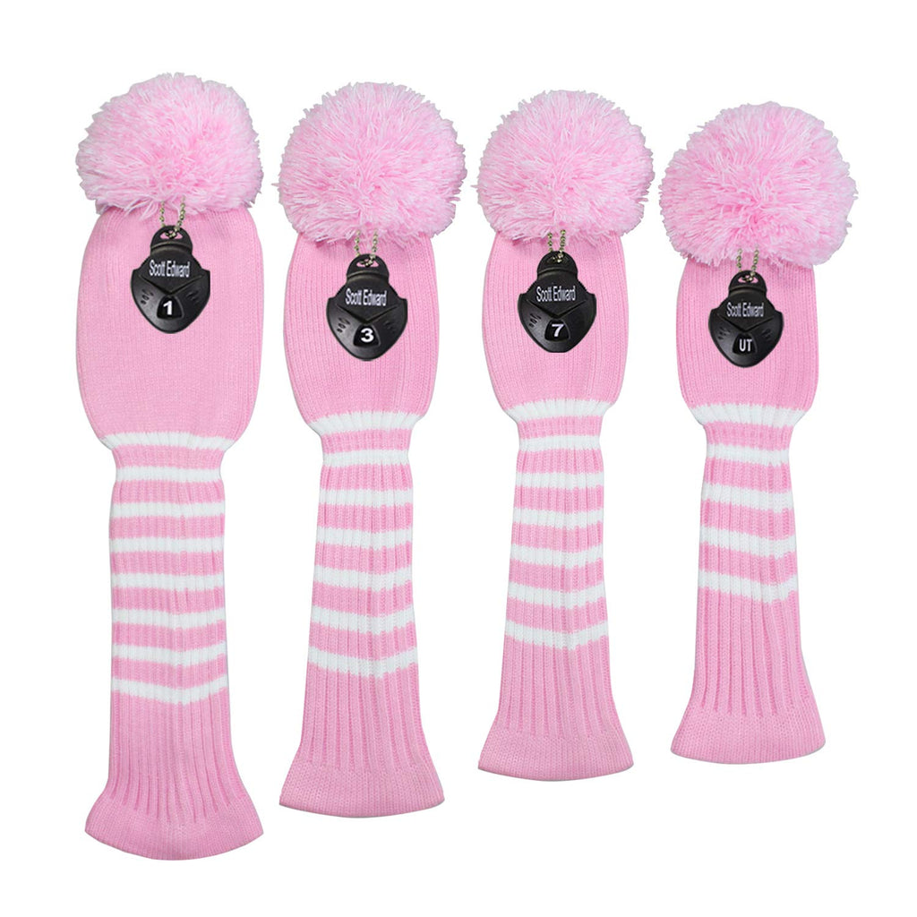Scott Edward Multi-Style Optional Individualized Knit Golf Club Head Covers Set Of 4, Fit For Driver Wood(460Cc) * 1, Fairway Wo