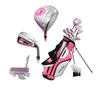Top Line Ladies Pink Right Handed M5 Golf Club Set, Includes: Driver, Wood, Hybrid, No. 5,6,7,8,9, Pw Stainless Steel Irons, Put