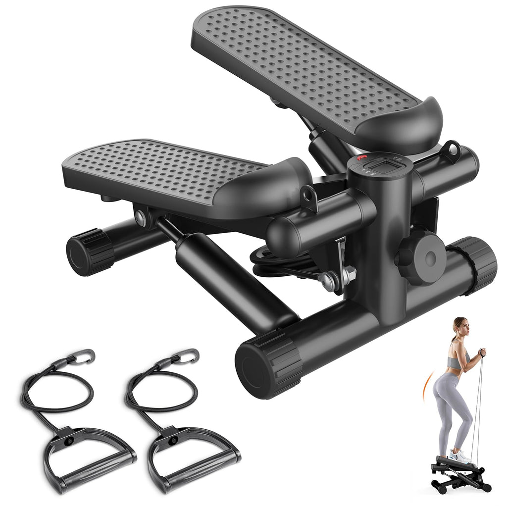 Sweetcrispy Mini Stair Steppers with Resistance Bands for Exercise at Home, Portable Exercise Twist Stepper Machine for Full Bod