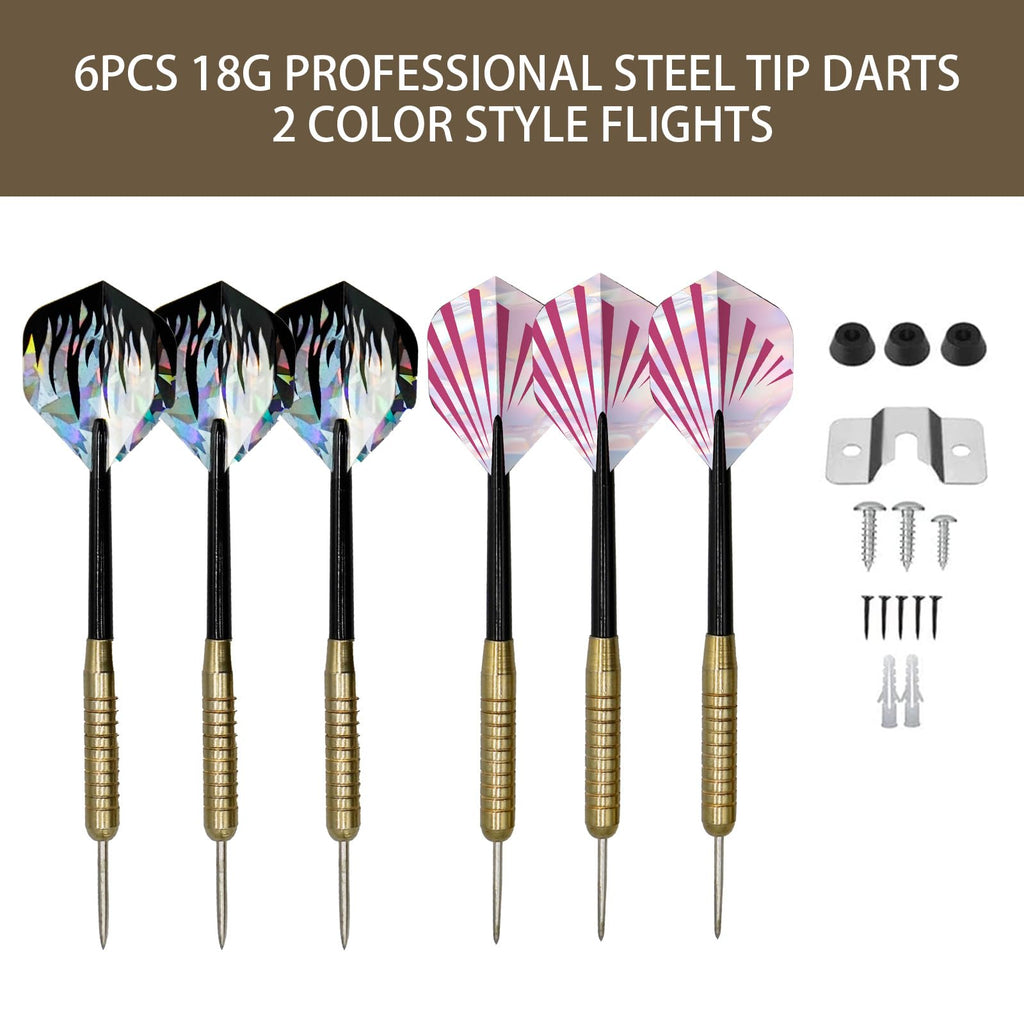Pennpliy Bristle Dart Board Set For Adults, Professional 18'' Steel Tip Outdoor Dartboard Set, High-Grade Compressed Sisal Metal