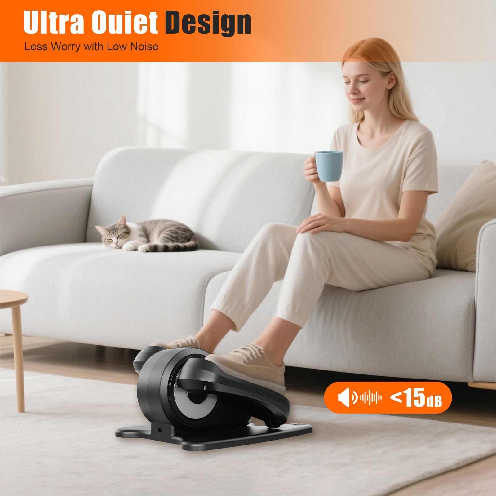 Dqgm Motorized Under Desk Elliptical Pedal Exerciser - Compact Seated Leg & Foot Trainer With Remote Control - Quiet Electric Ex