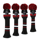 Scott Edward Black White Red Stripes Golf Headcover Set 4 For Driver Wood/Fairway Wood And Hybrid