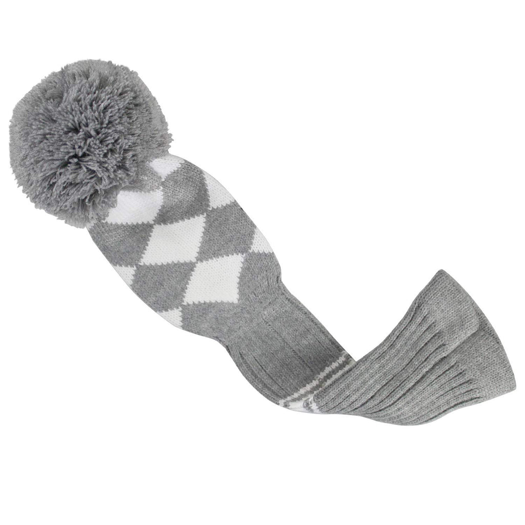 Scott Edward Grey&White Argyles Golf Club Covers Set Of 5 Fit For Driver Wood(460Cc)*1,Fairway Wood*2,And Hybrid(Ut)*2,(Grey&Whi