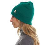 100% Merino Wool Ridge Cuff Beanie - Unisex Warm Winter Hat - Emerald Green
