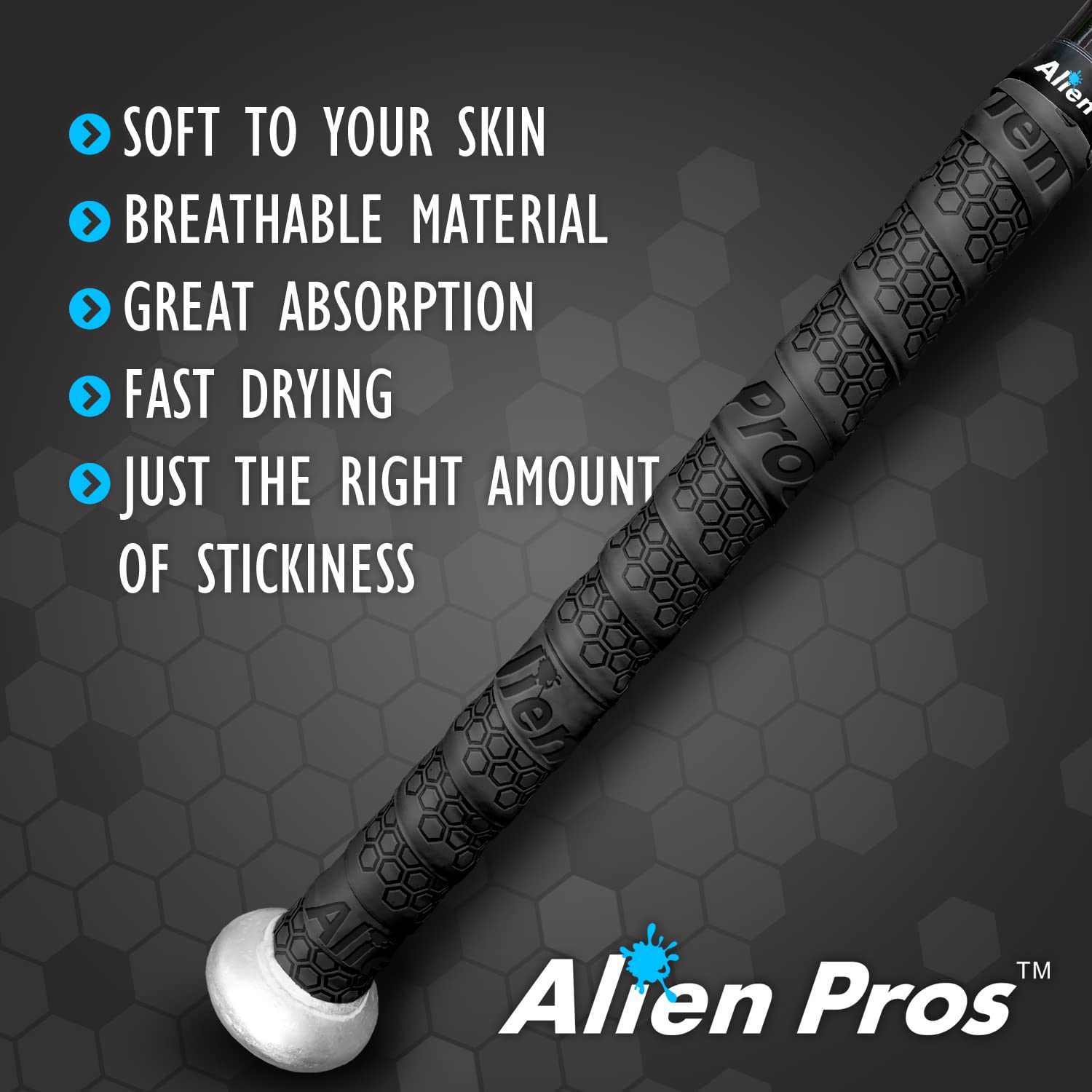 Alien Pros Bat Grip Tape For Baseball (2 Grips) - 1.1 Mm Precut And Pro Feel Bat Tape - Replacement For Old Baseball Bat Grip -