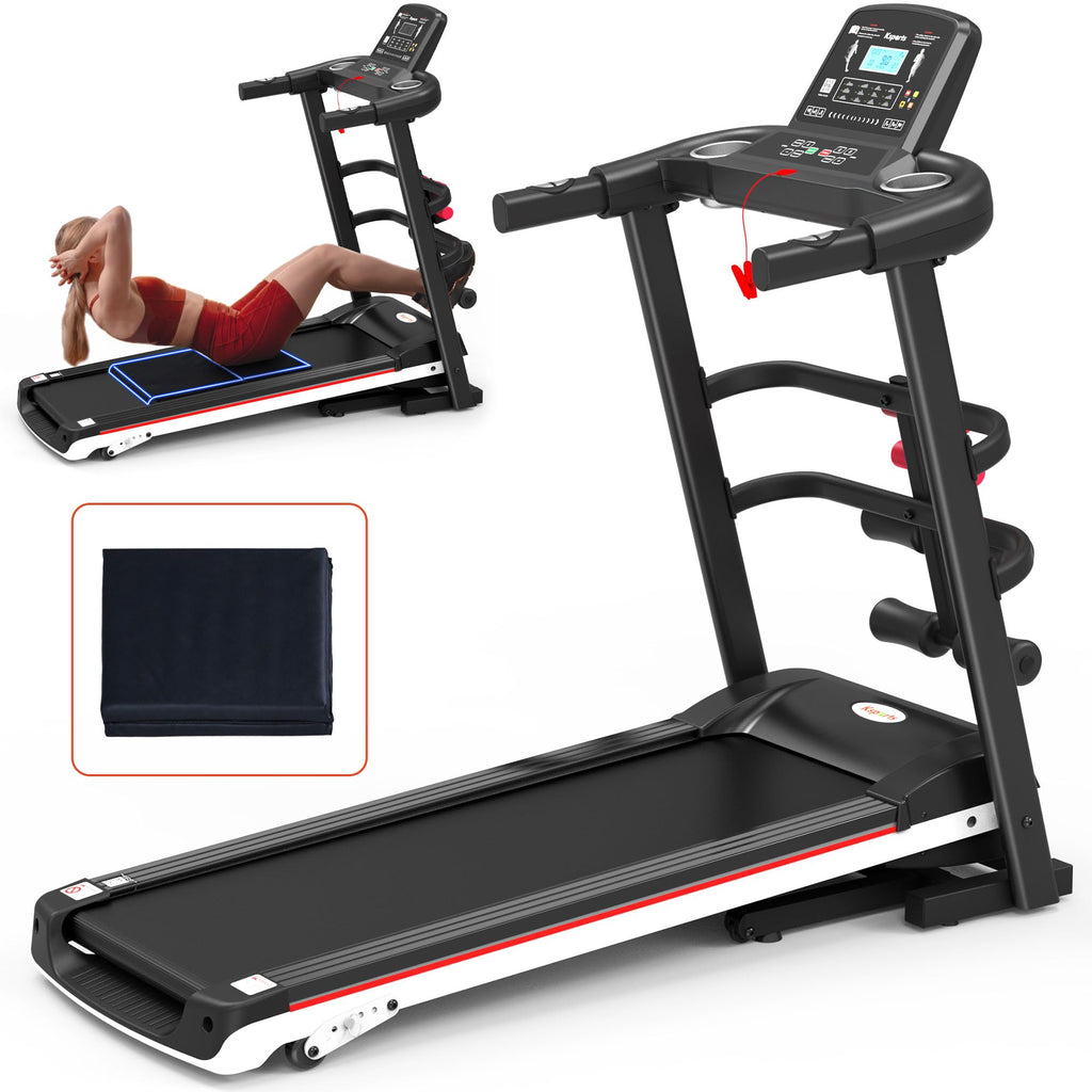 Ksports Foldable 16 Inch Wide Home Treadmill W/Bluetooth Connectivity, Kinomap, Zwift & Fitshow Fitness Tracking Apps, Music, 4