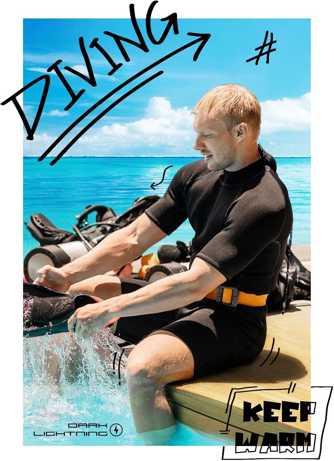 Wetsuits For Men And Women, 2Mm Mens Short Wet Suit Diving Surfing Snorkeling Kayaking Water Sports (Men 'S Shorty-Black-2/2Mm,