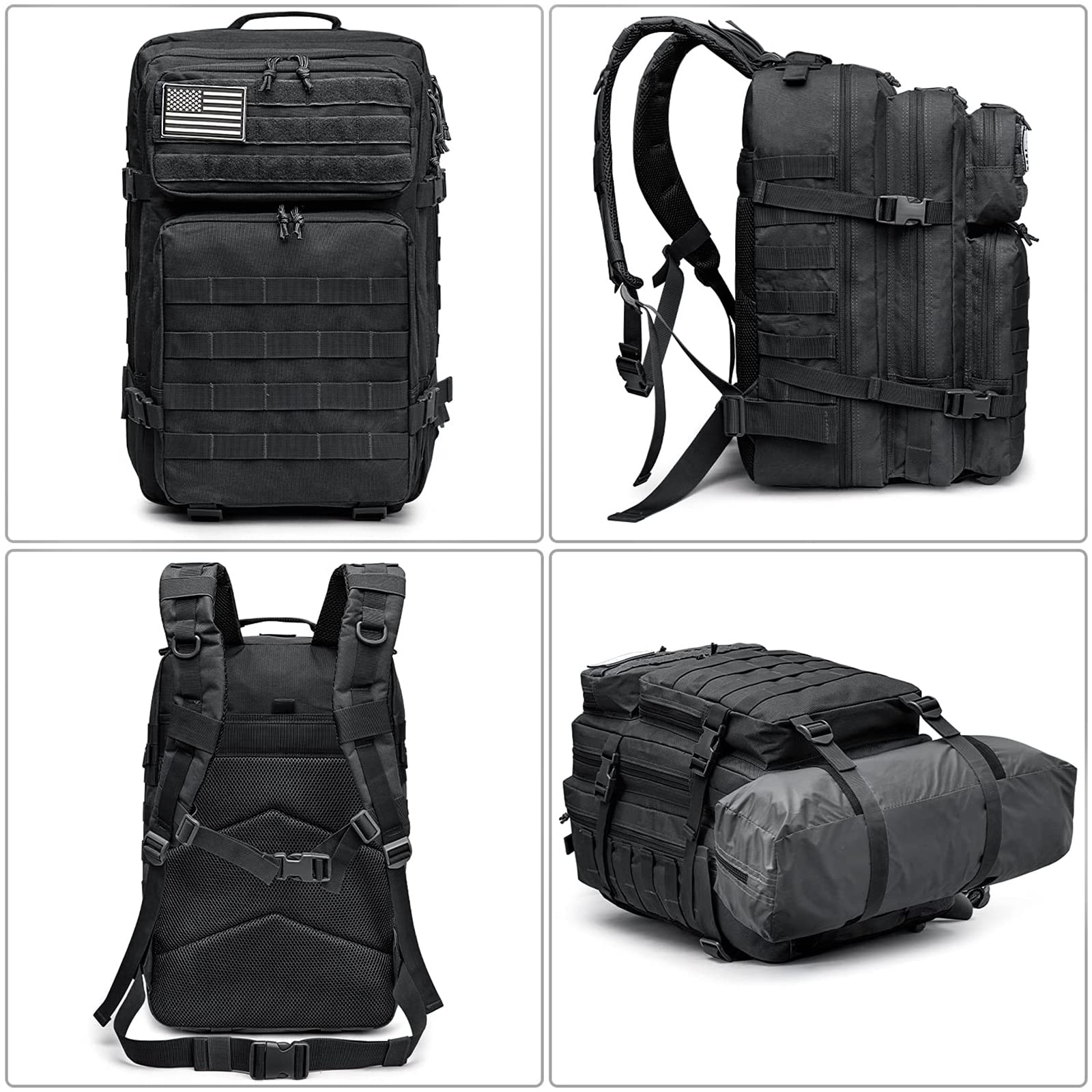 G4Free 45L Military Tactical Backpack 3 Day Assault Survival Molle Pack Bug Out Bag Travel Fishing Backpack Rucksack