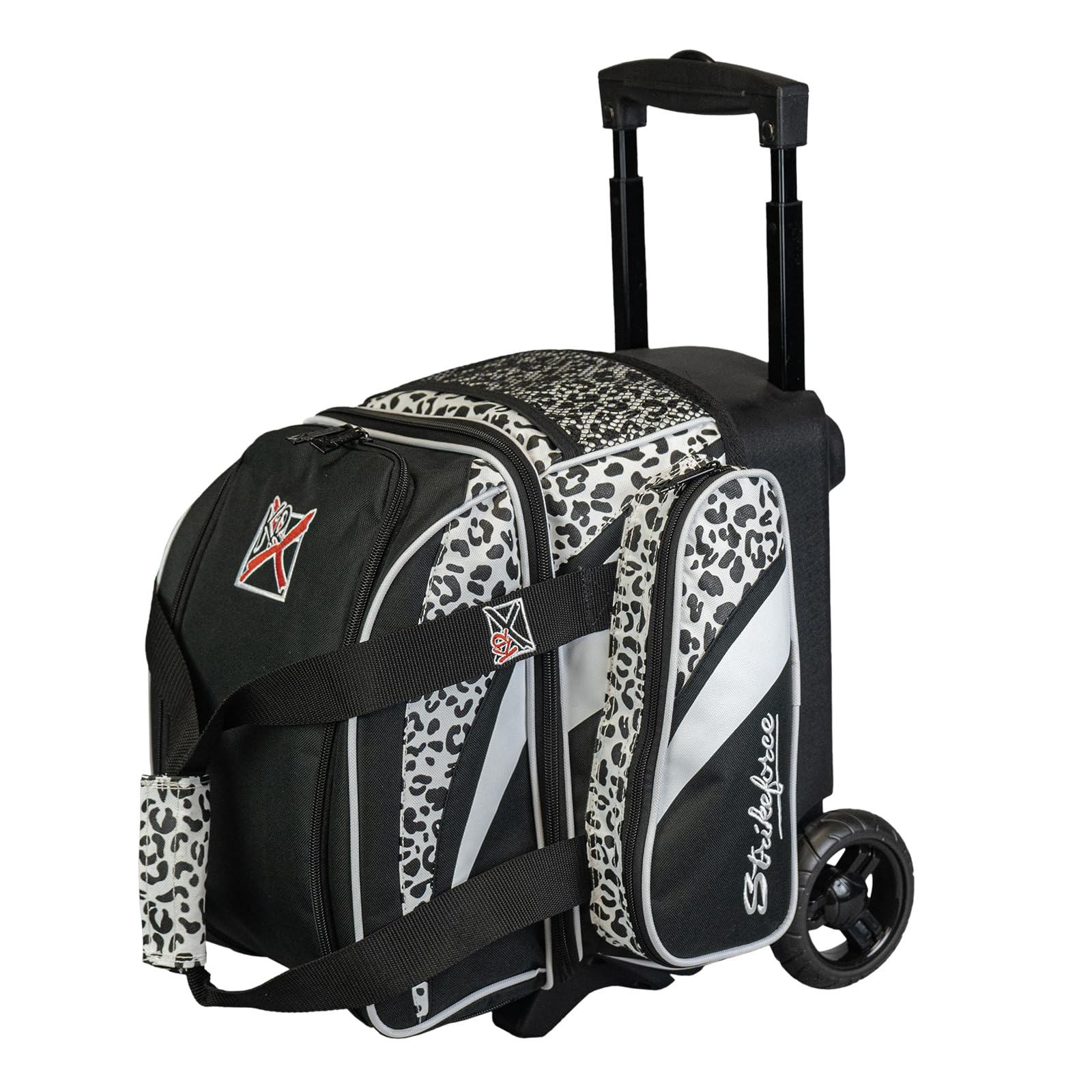 KR Strikeforce Cruiser Single Bowling Ball, Shoe and Accessory Roller Bowling Bag - White Leopard