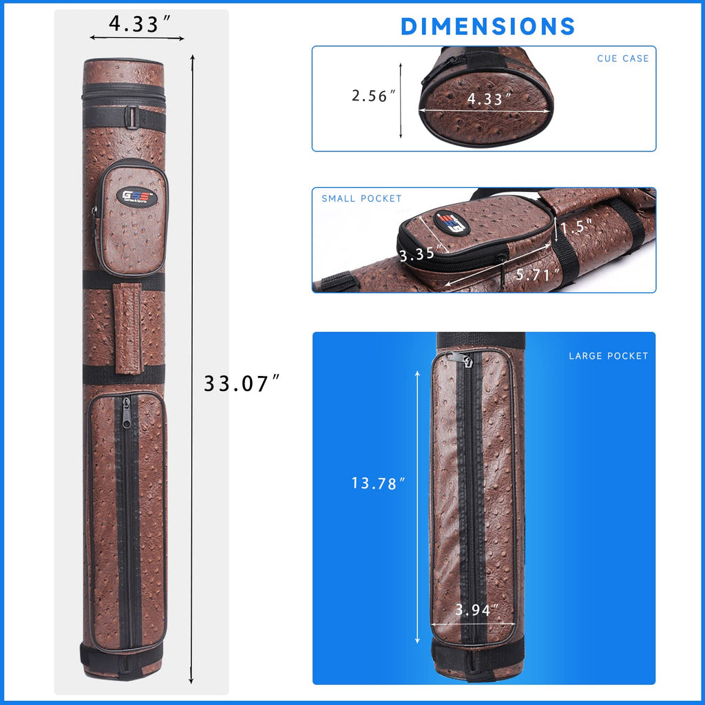 Gse 2X2 Deluxe Hard Billiard Pool Cue Stick Carrying Case, Billiard Cue Case, Billiards Accessories (Oval - Brown)